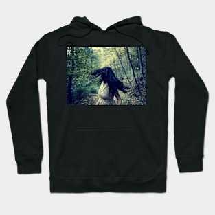 Scared girl running in the forest Hoodie